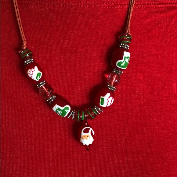 Christmas Jewelry Set Hand painted necklace, bracelet, & earrings - Picture 2 of 4
